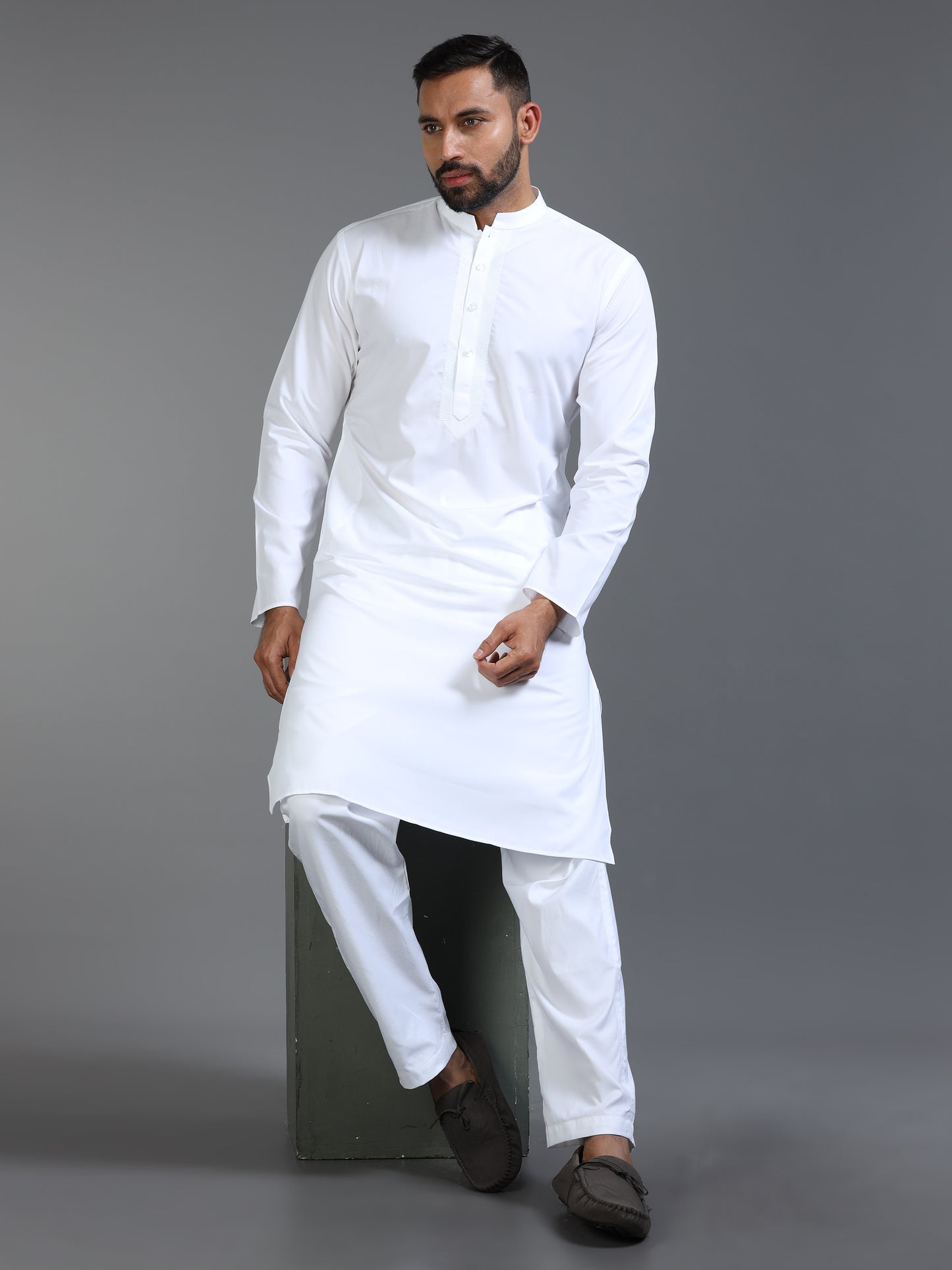 Men’s White Cotton Kurta Pyjama Set