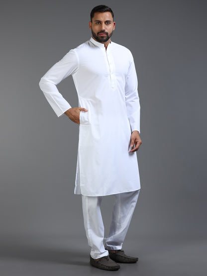 Men’s White Cotton Kurta Pyjama Set