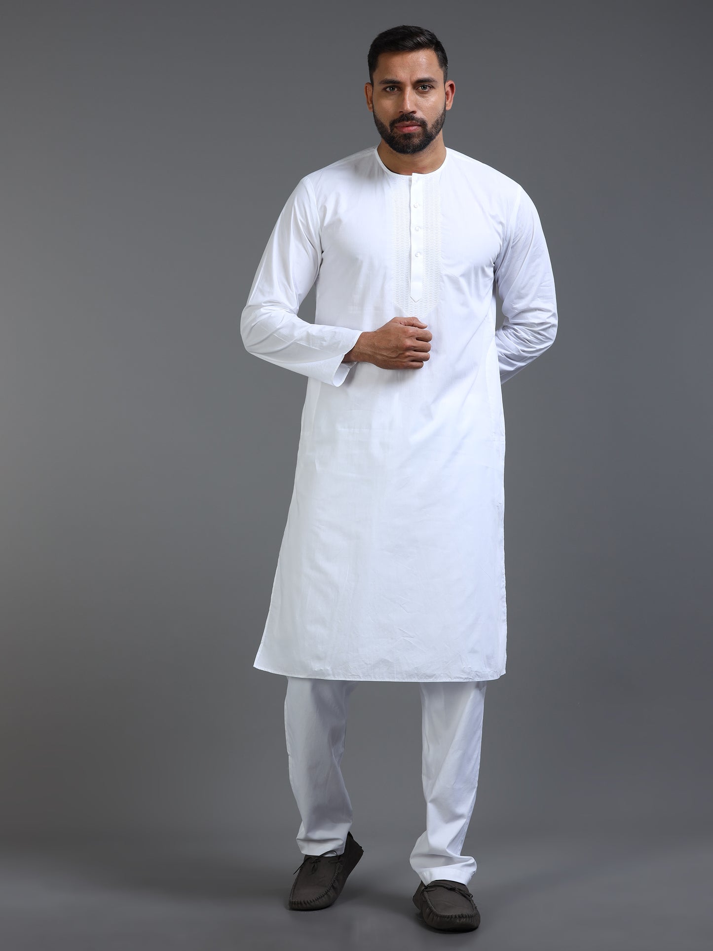 Men’s White Cotton Kurta Pyjama Set