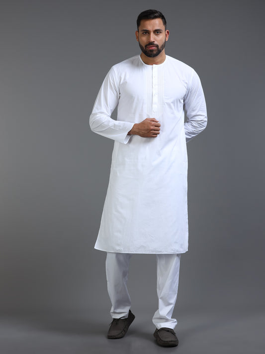Men’s White Cotton Kurta Pyjama Set
