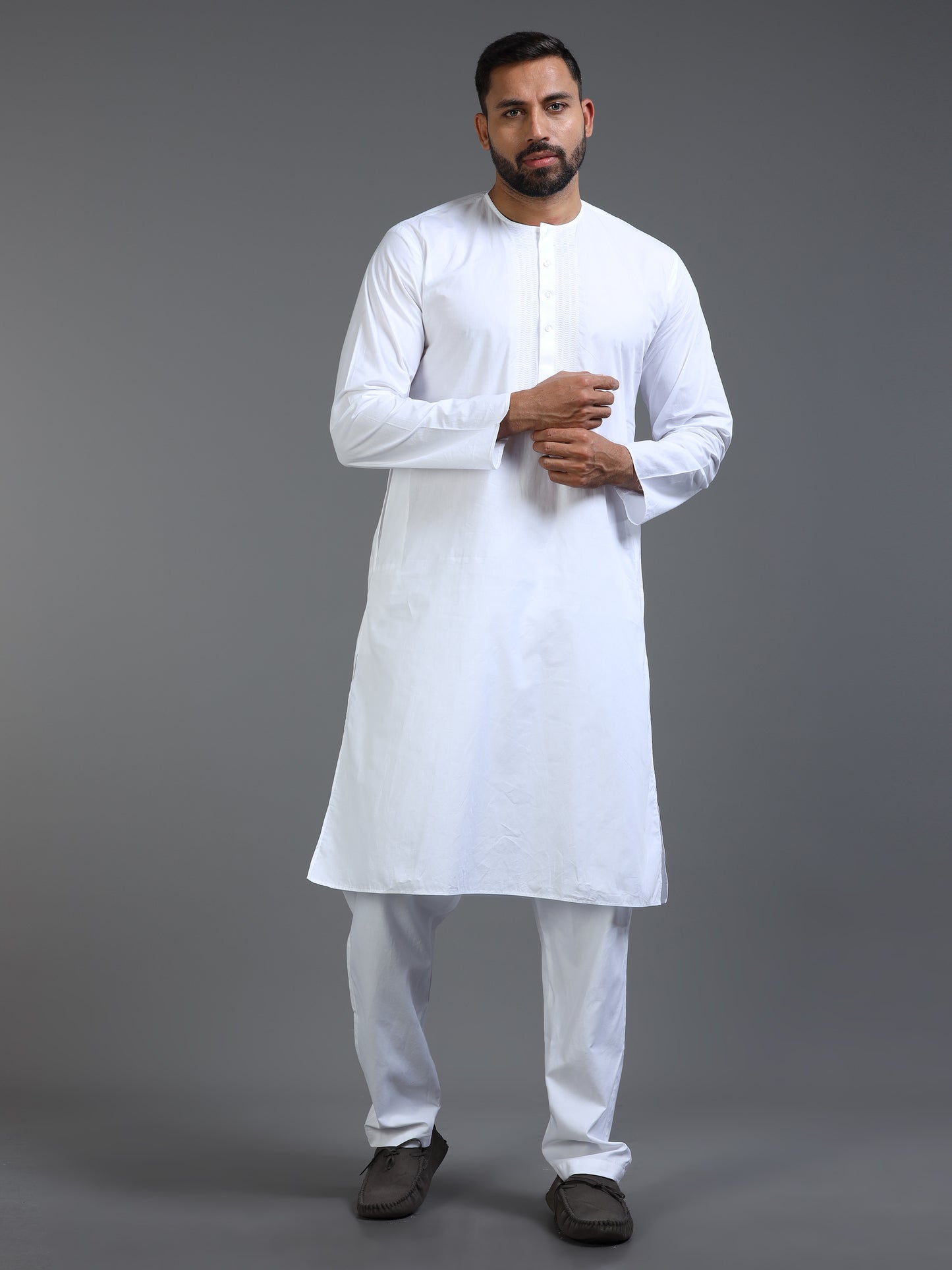 Men’s White Cotton Kurta Pyjama Set