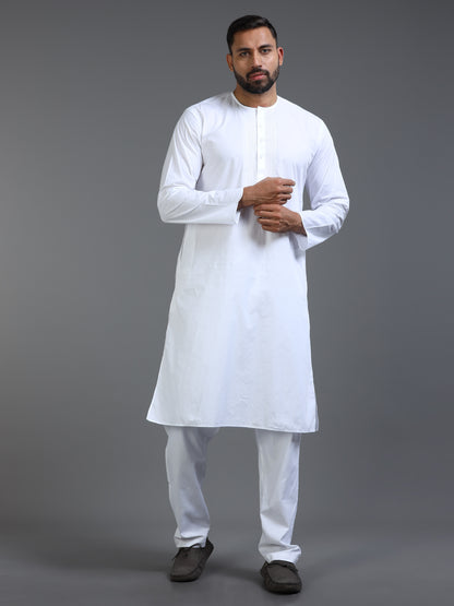 Men’s White Cotton Kurta Pyjama Set