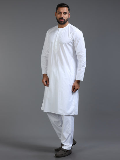Men’s White Cotton Kurta Pyjama Set