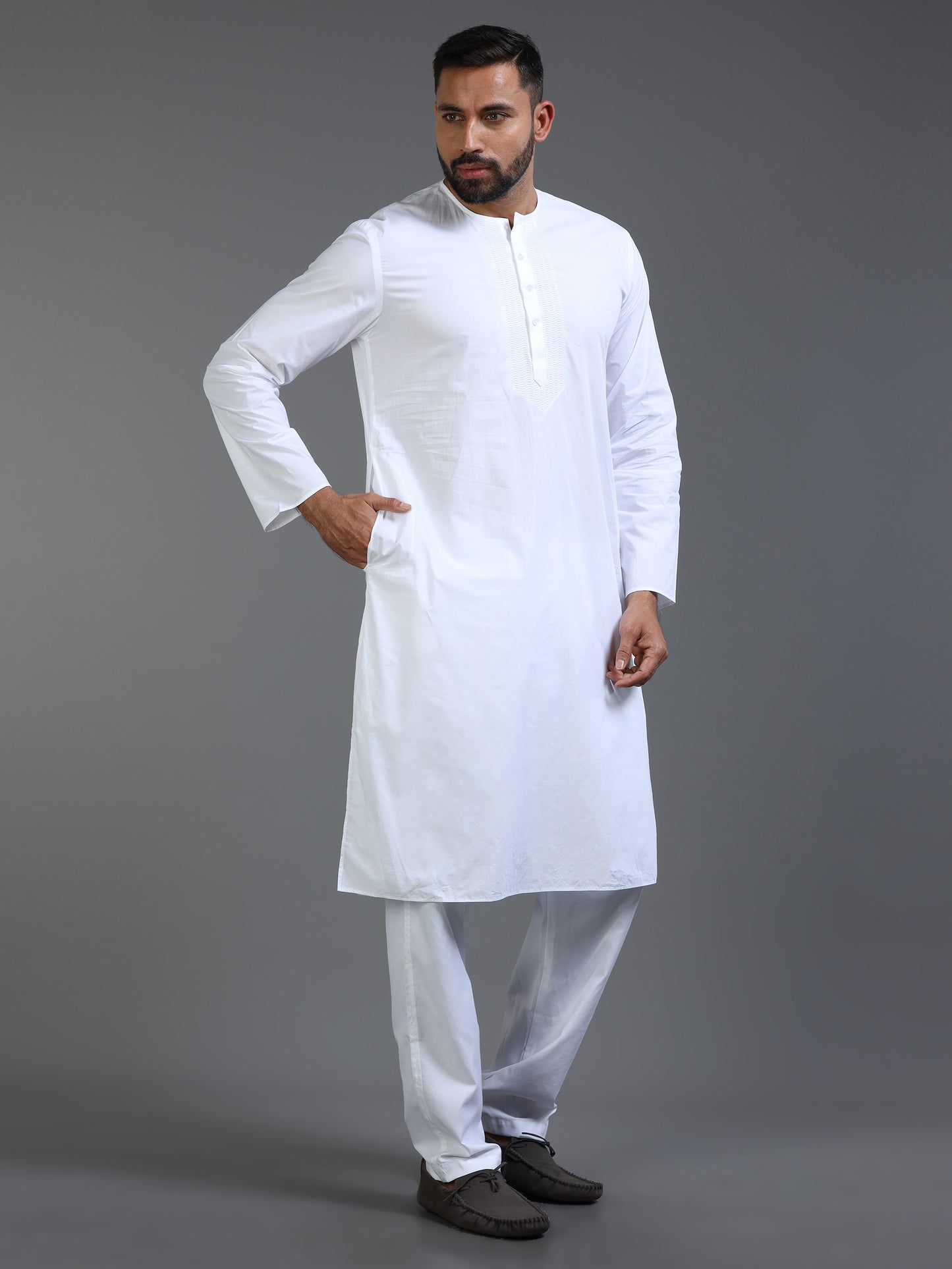 Men’s White Cotton Kurta Pyjama Set