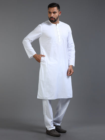 Men’s White Cotton Kurta Pyjama Set