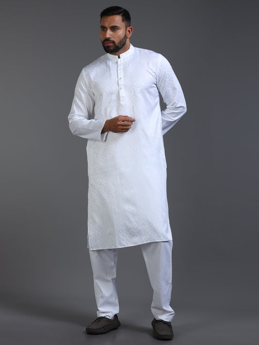 Men’s White Cotton Kurta Pyjama Set