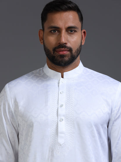 Men’s White Cotton Kurta Pyjama Set