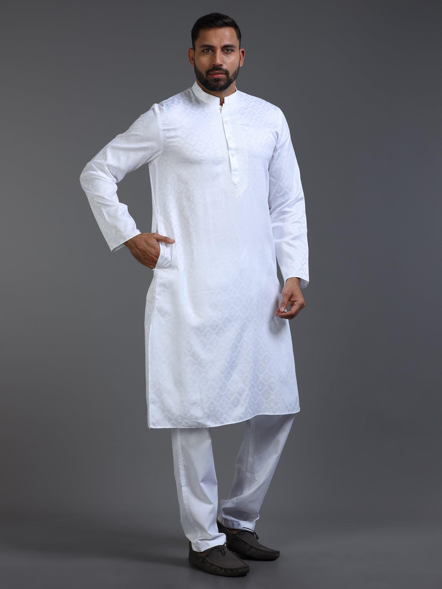Men’s White Cotton Kurta Pyjama Set