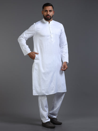 Men’s White Cotton Kurta Pyjama Set
