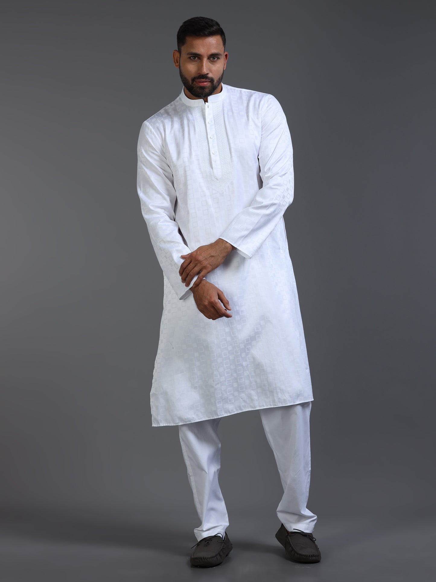 Men’s White Cotton Kurta Pyjama Set