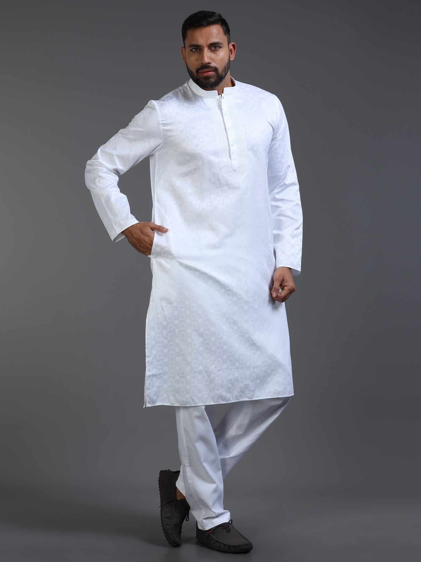Men’s White Cotton Kurta Pyjama Set