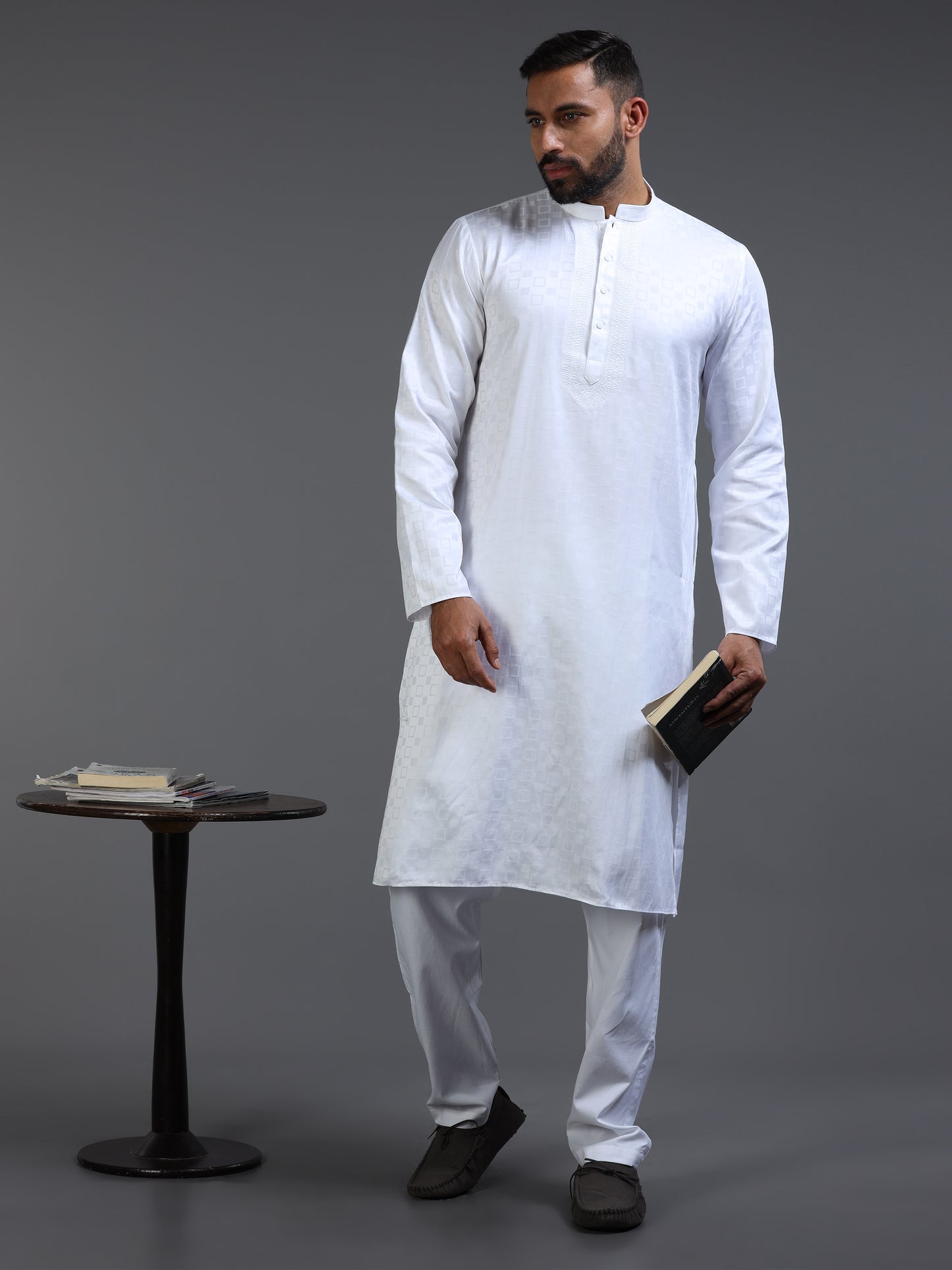 Men’s White Cotton Kurta Pyjama Set