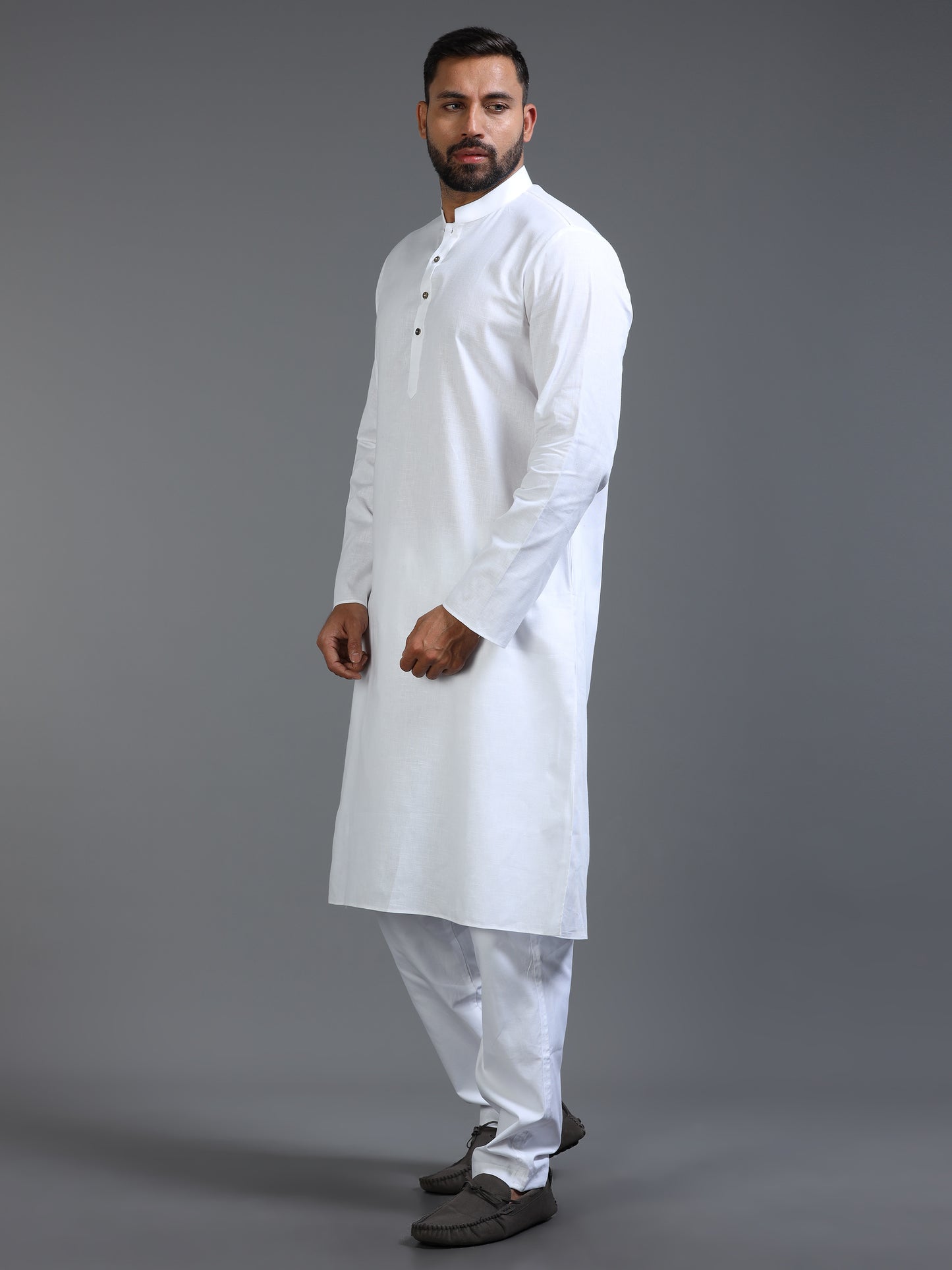 Men’s White Cotton Kurta Pajama Set