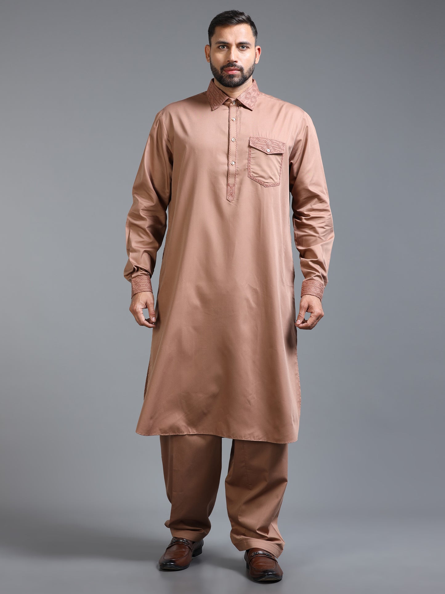Men’s Tan Brown Pathani Set