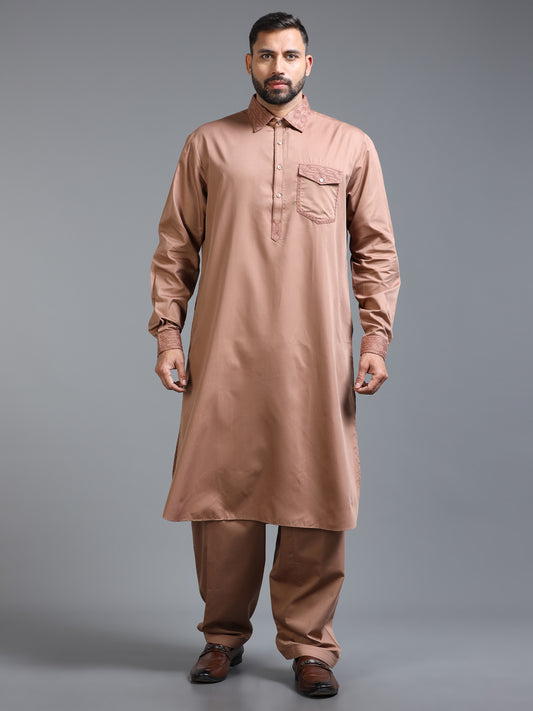 Men’s Tan Brown Pathani Set