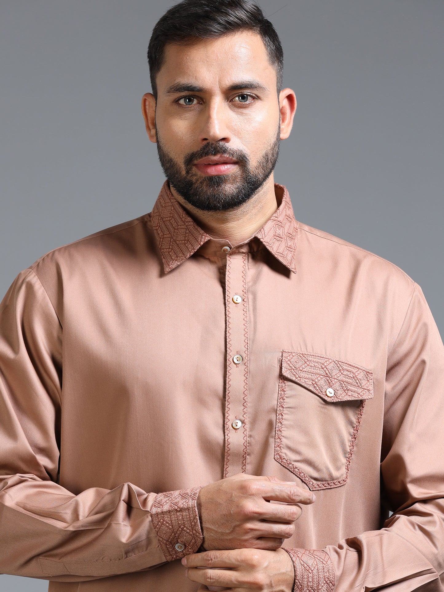 Men’s Tan Brown Pathani Set