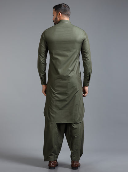 Men’s Olive Green  Pathani Set