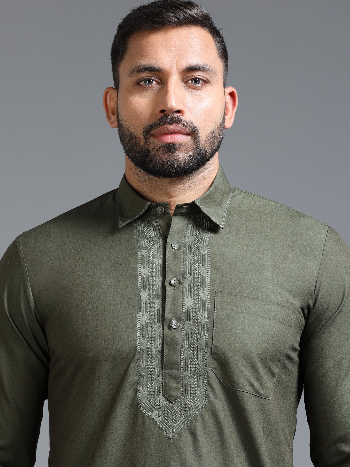 Men’s Olive Green  Pathani Set