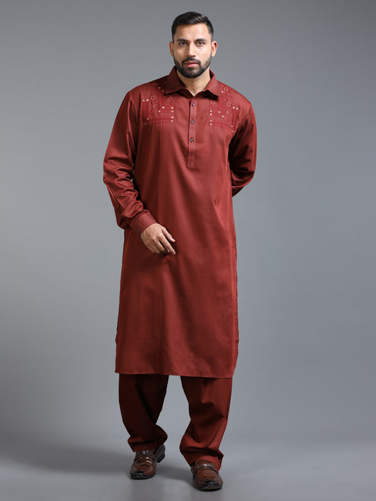 Men’s Rust Pathani Set