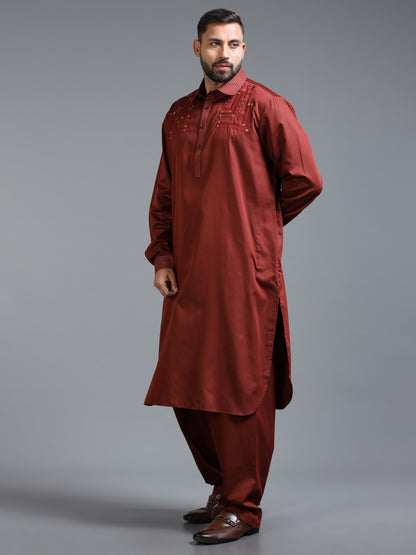 Men’s Rust Pathani Set