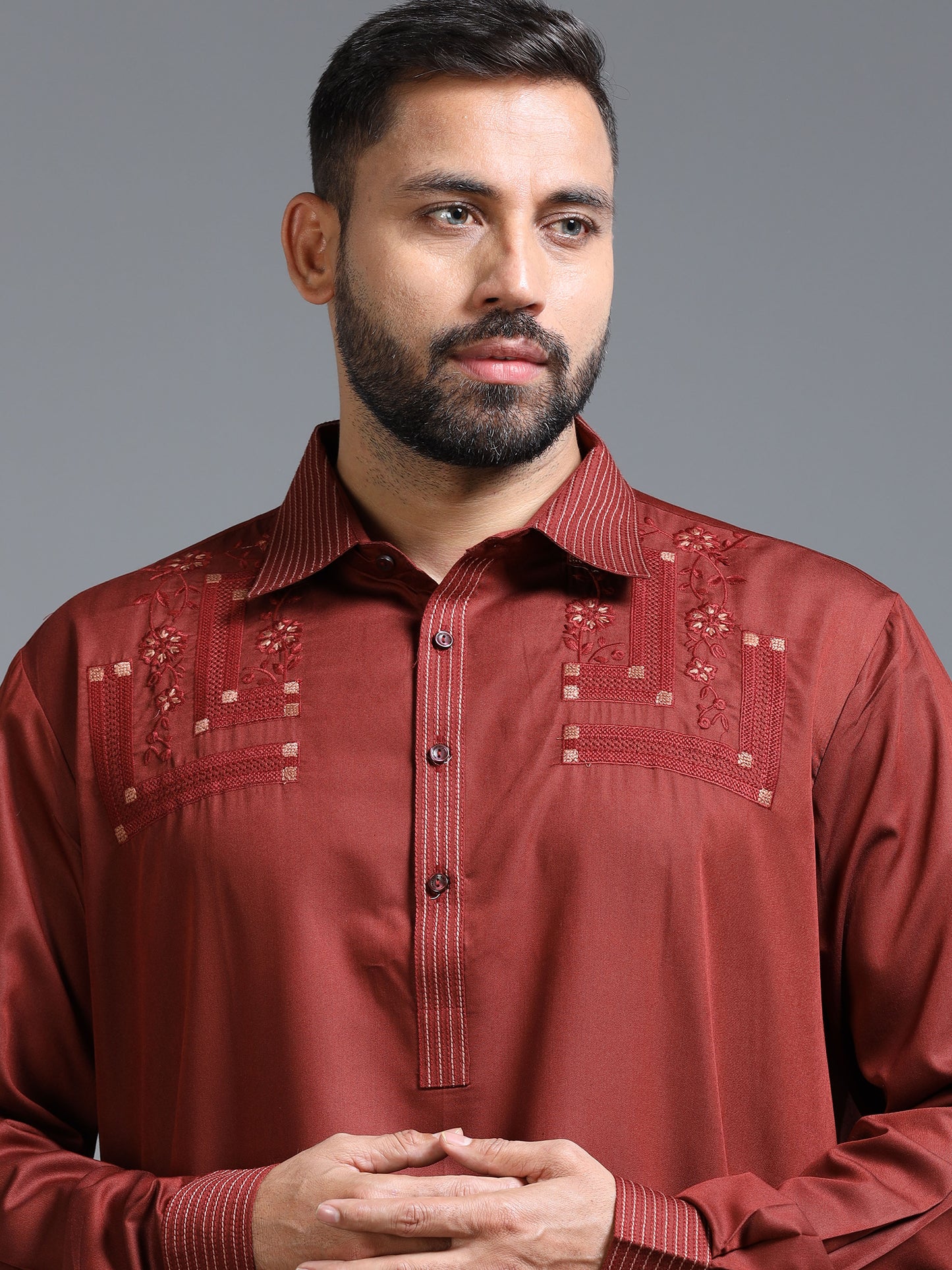 Men’s Rust Pathani Set