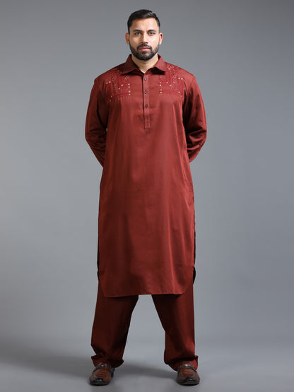 Men’s Rust Pathani Set