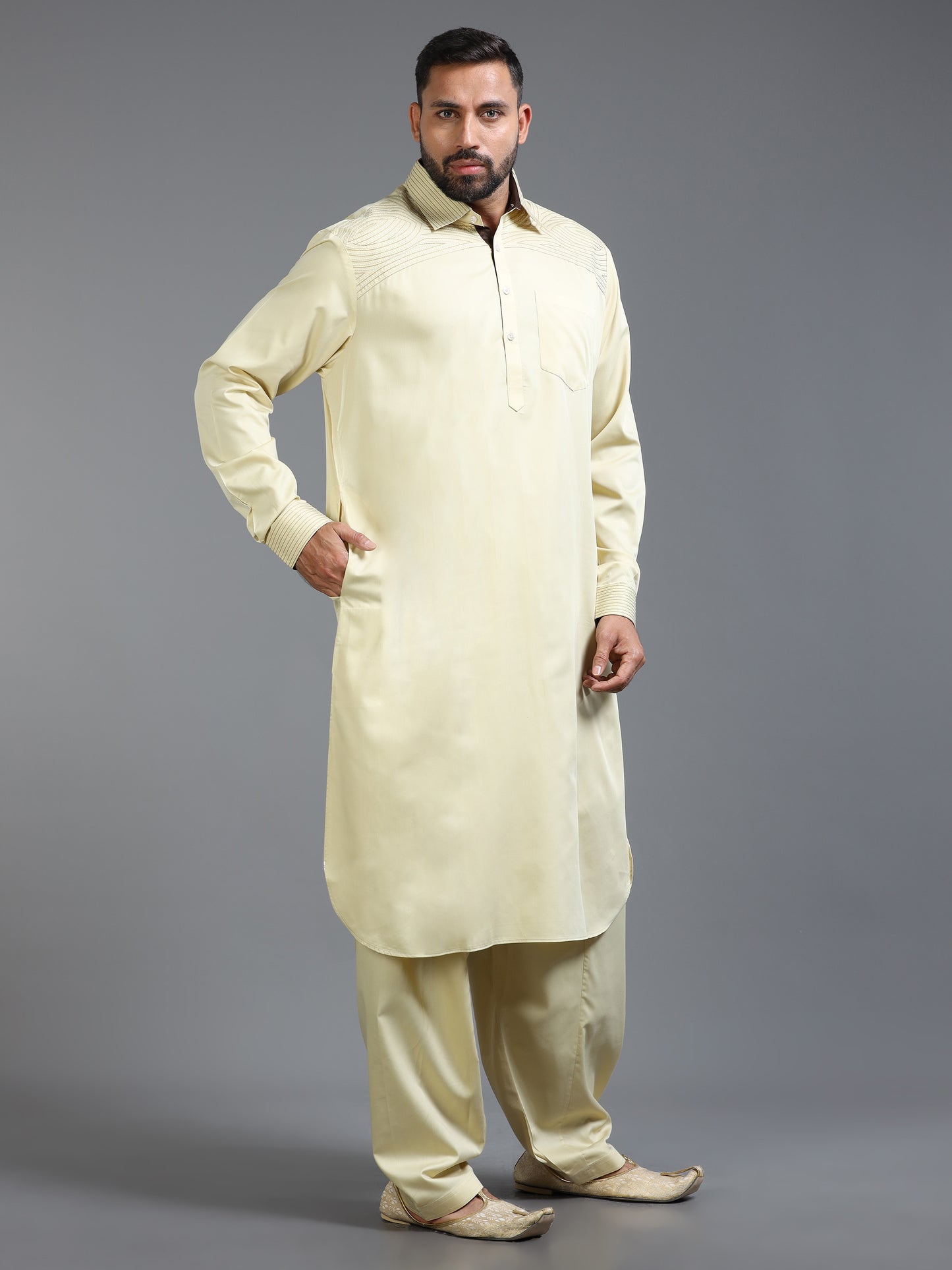 Men’s Beige Pathani Set