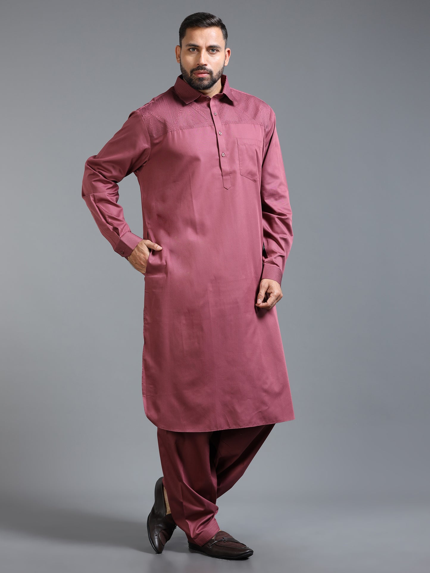 Men’s Maroon Pathani Set