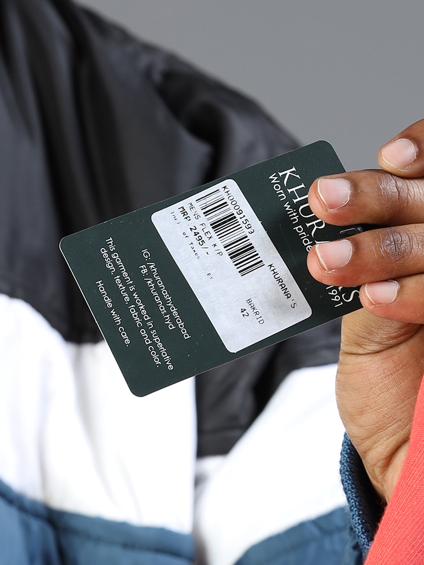 Men Coral Pink Kurta Pyjama Set with Ivory Embroidered Neck