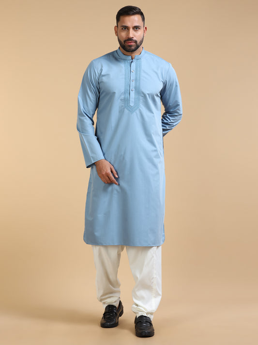 Men’s Light Blue Kurta Set