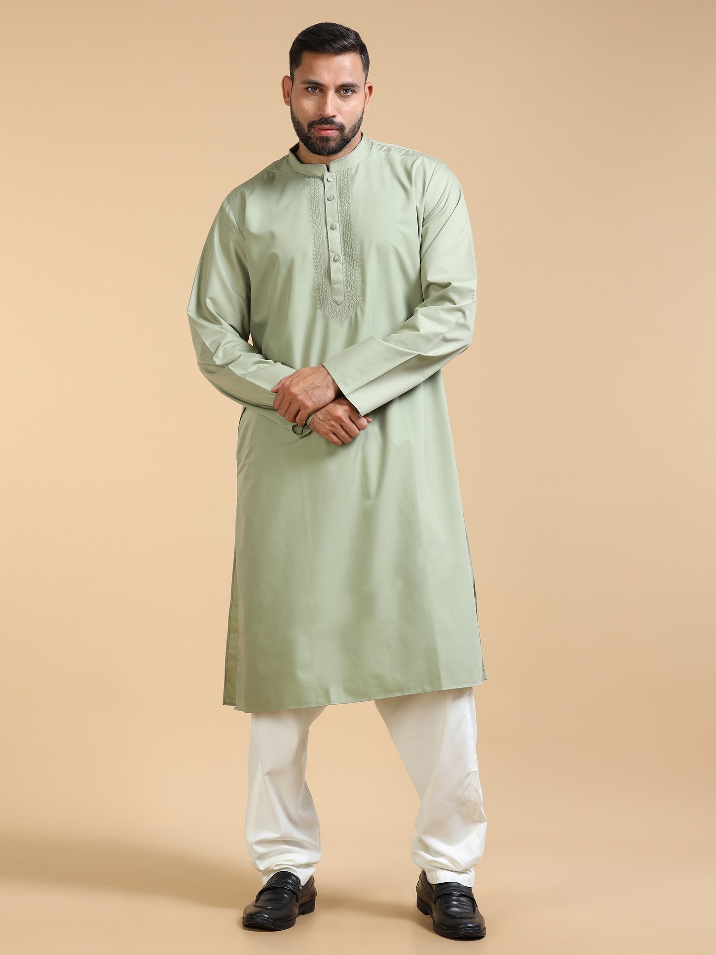 Men’s Pista Green Cotton Kurta Set