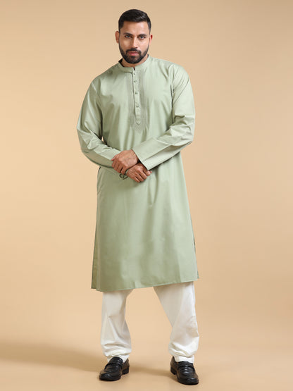 Men’s Pista Green Cotton Kurta Set