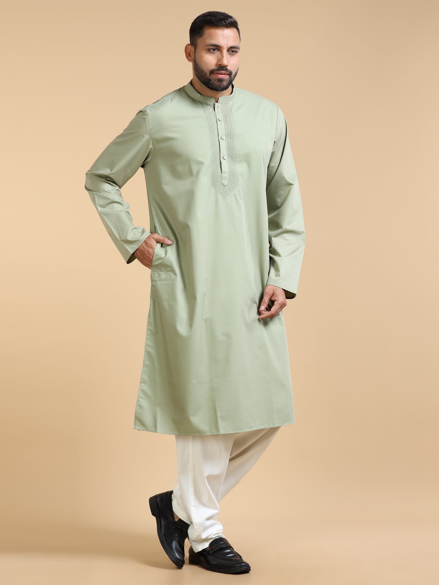 Men’s Pista Green Cotton Kurta Set