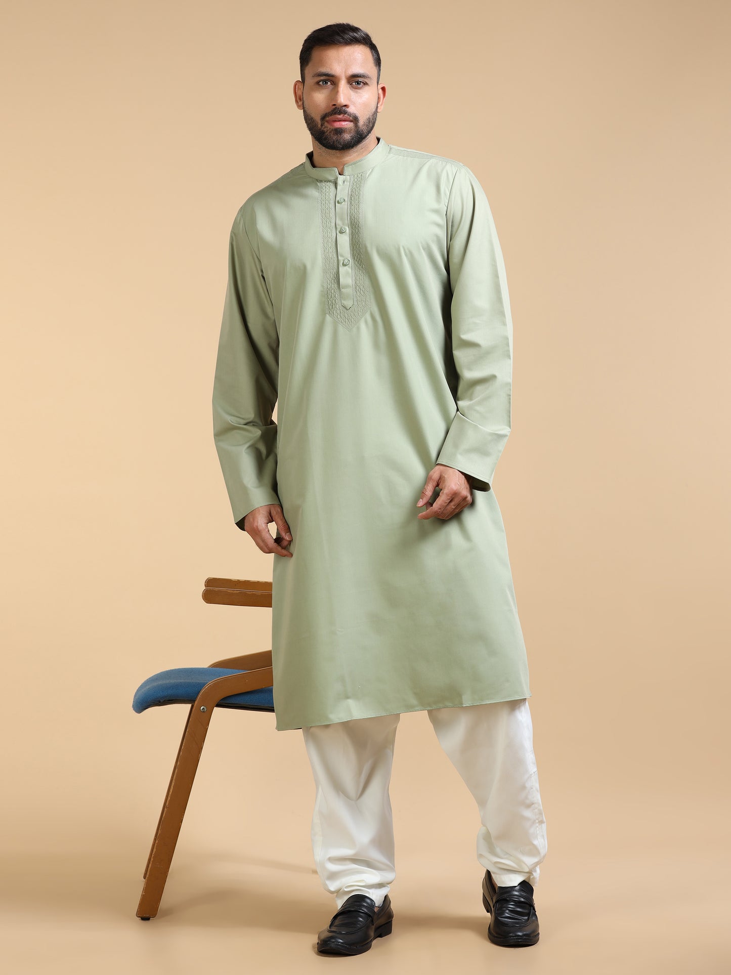 Men’s Pista Green Cotton Kurta Set