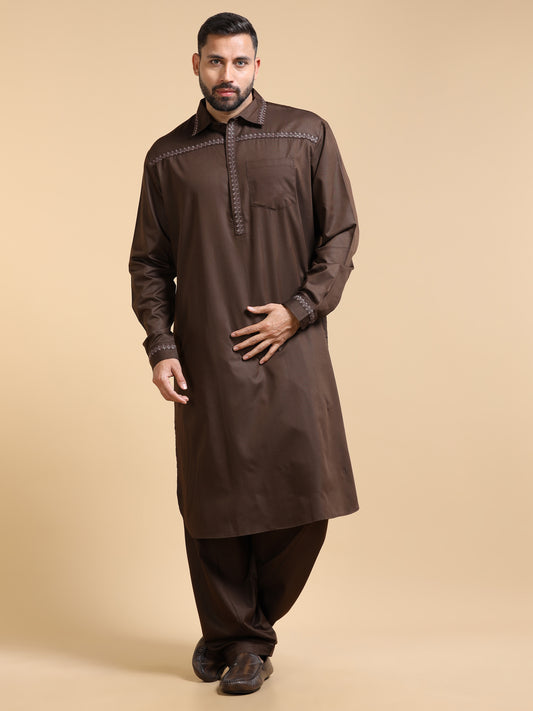 Men’s Dark Brown Pathani Set