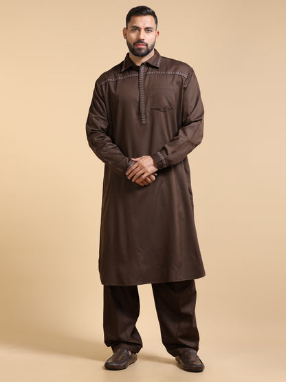 Men’s Dark Brown Pathani Set