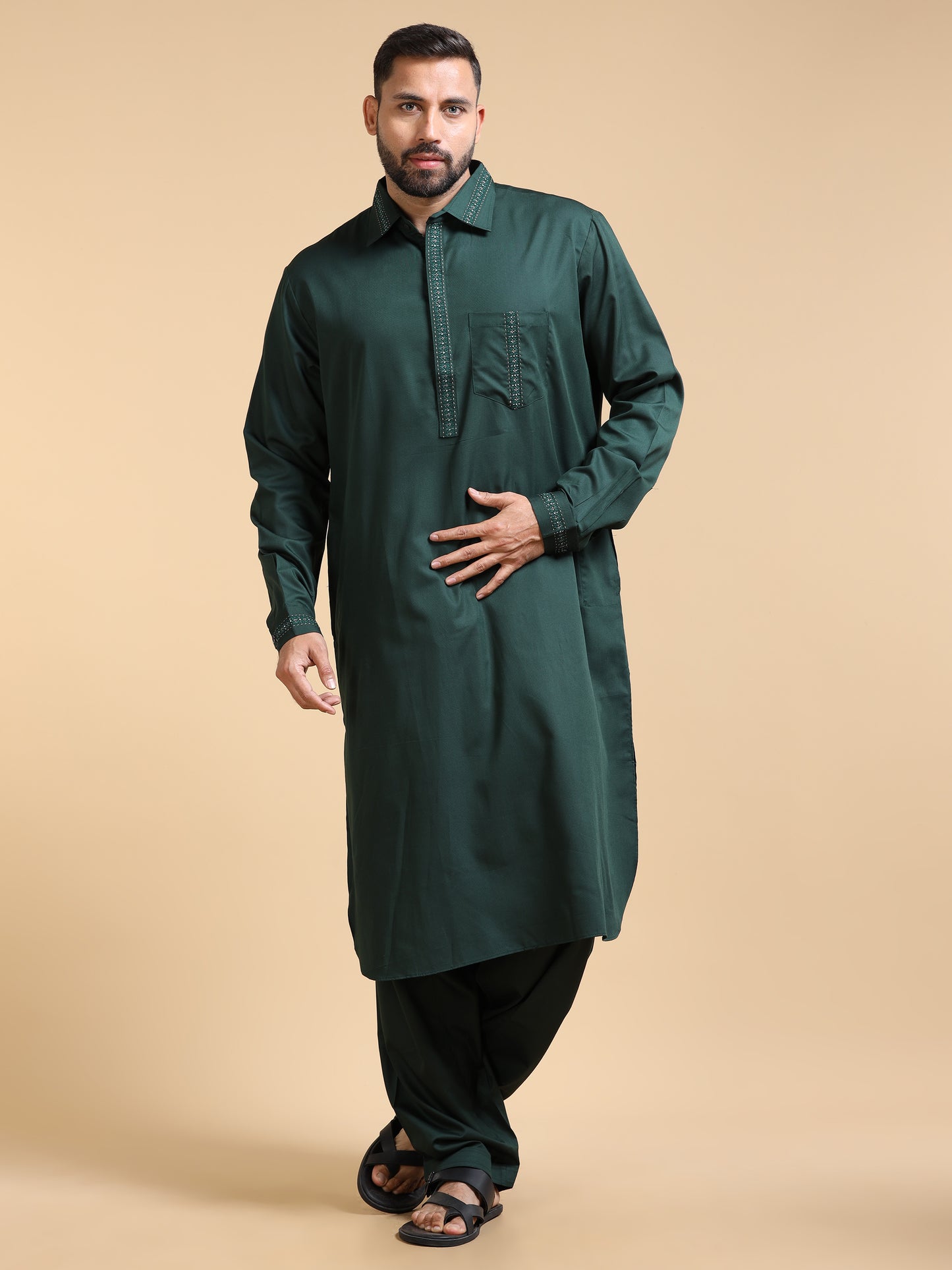Men’s Bottle Green Pathani Set