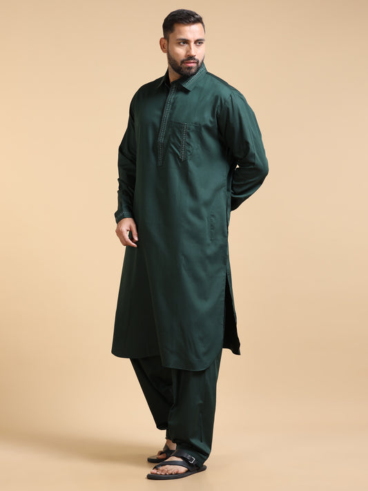 Men’s Bottle Green Pathani Set