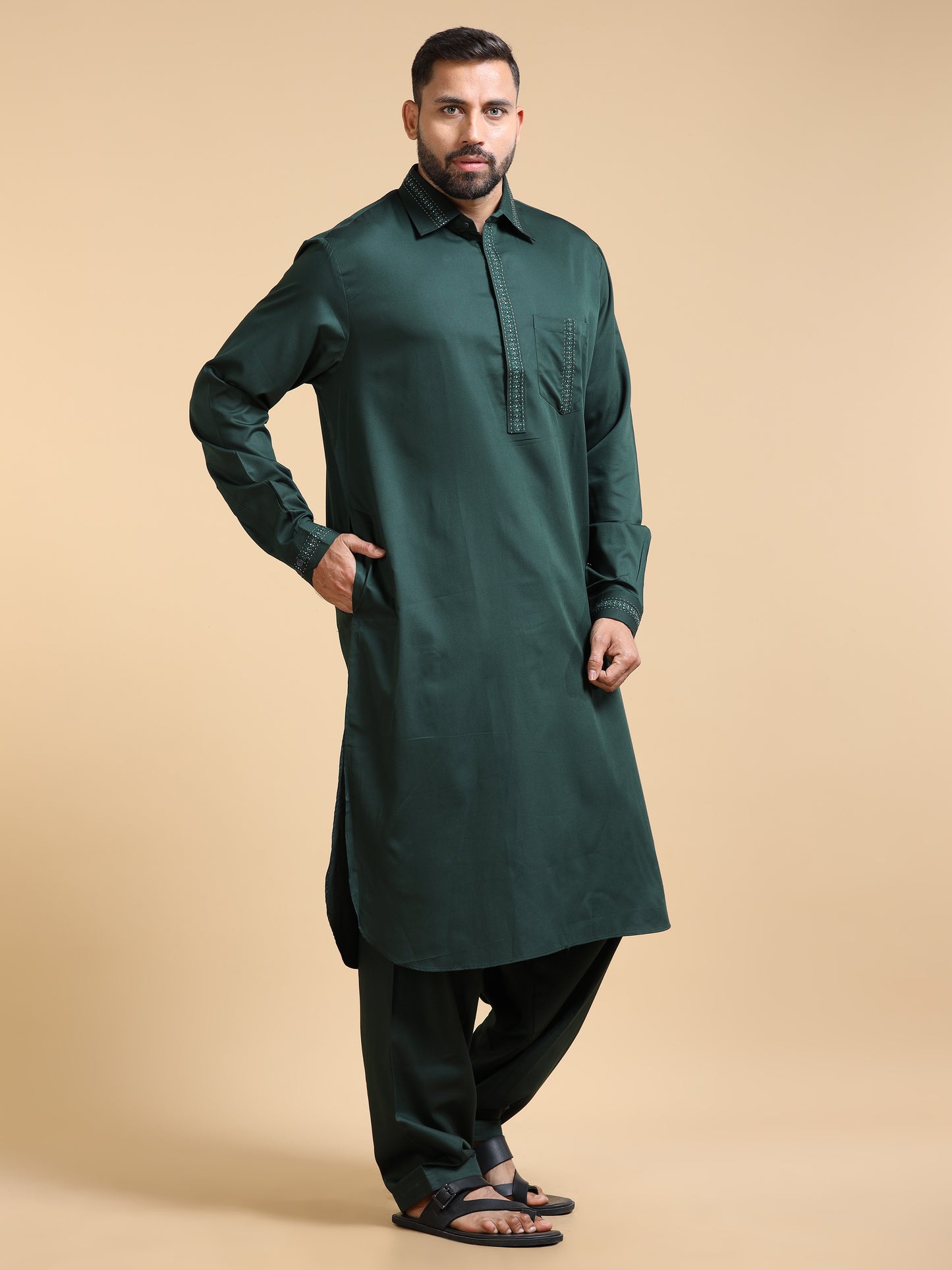Men’s Bottle Green Pathani Set