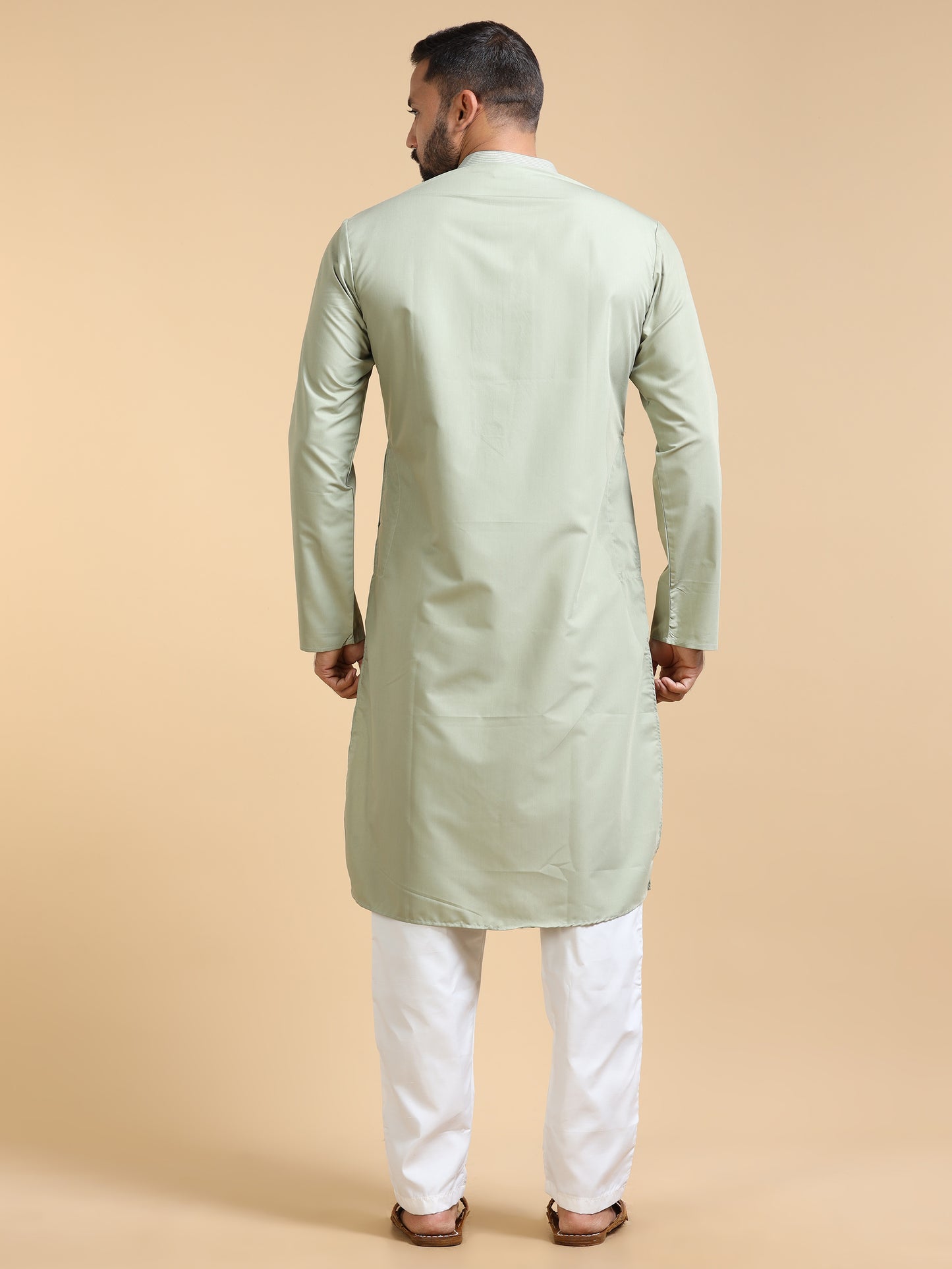 Men’s Pastel Green Cotton Blend Kurta Set