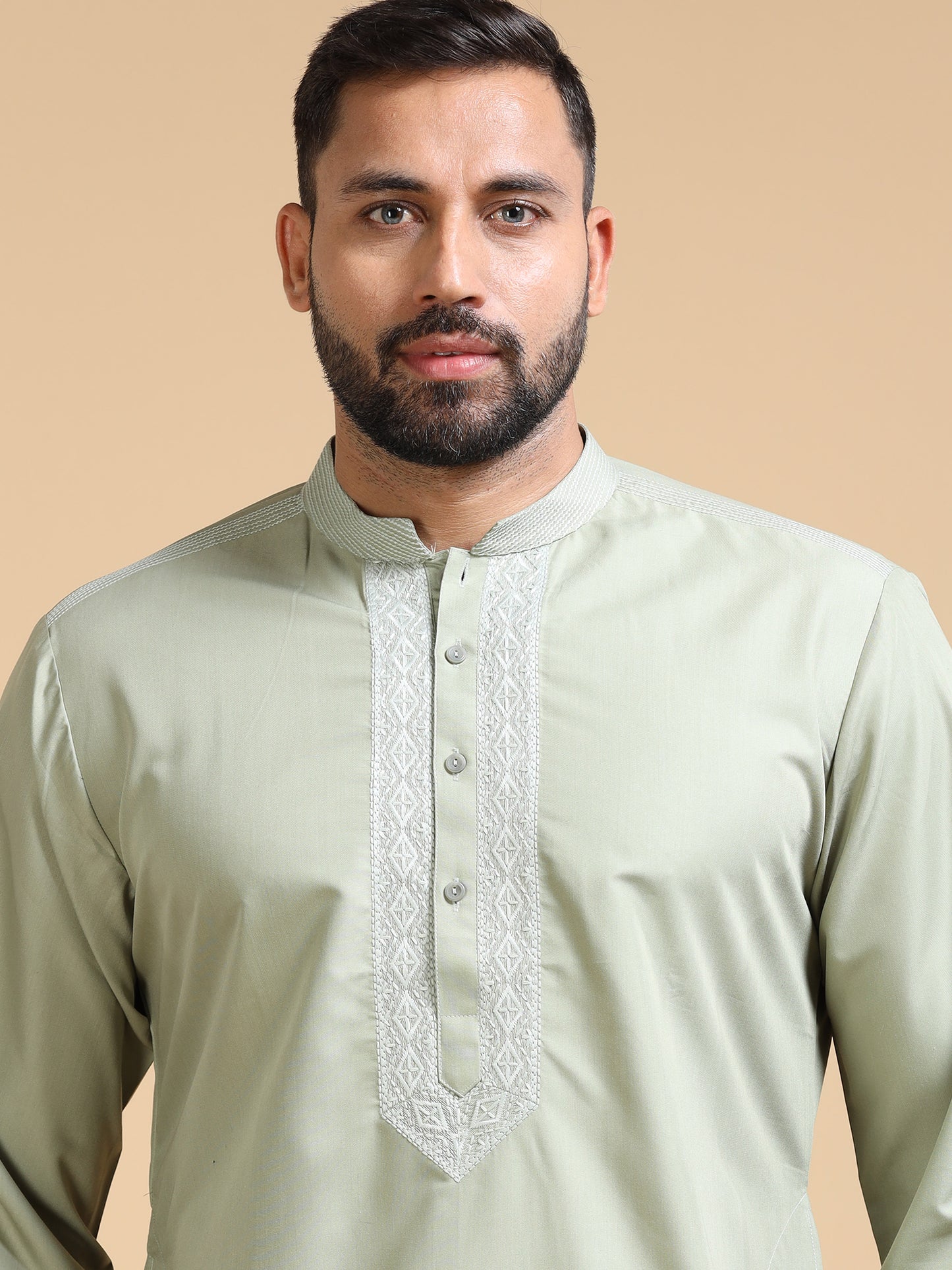 Men’s Pastel Green Cotton Blend Kurta Set