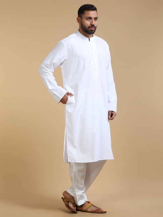 Men’s White Cotton Kurta Pyjama Set