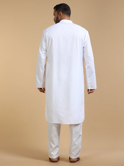 Men’s White Cotton Kurta Pyjama Set