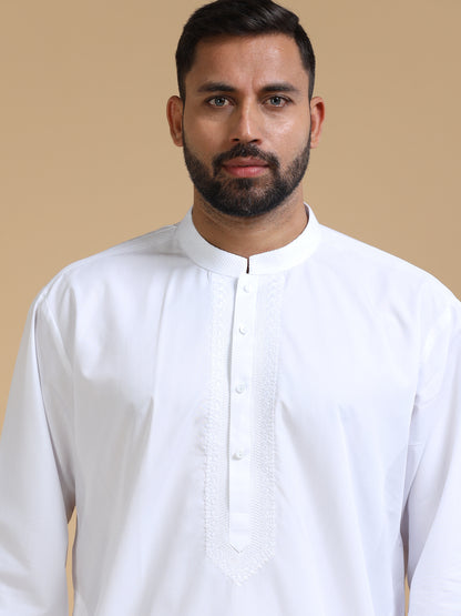 Men’s White Cotton Kurta Pyjama Set