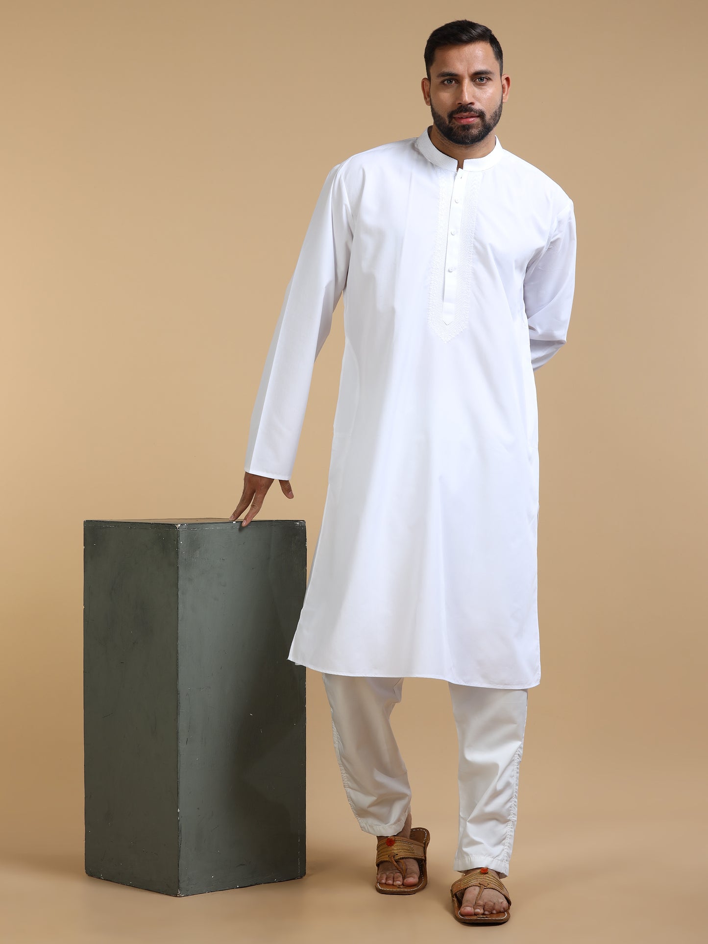 Men’s White Cotton Kurta Pyjama Set