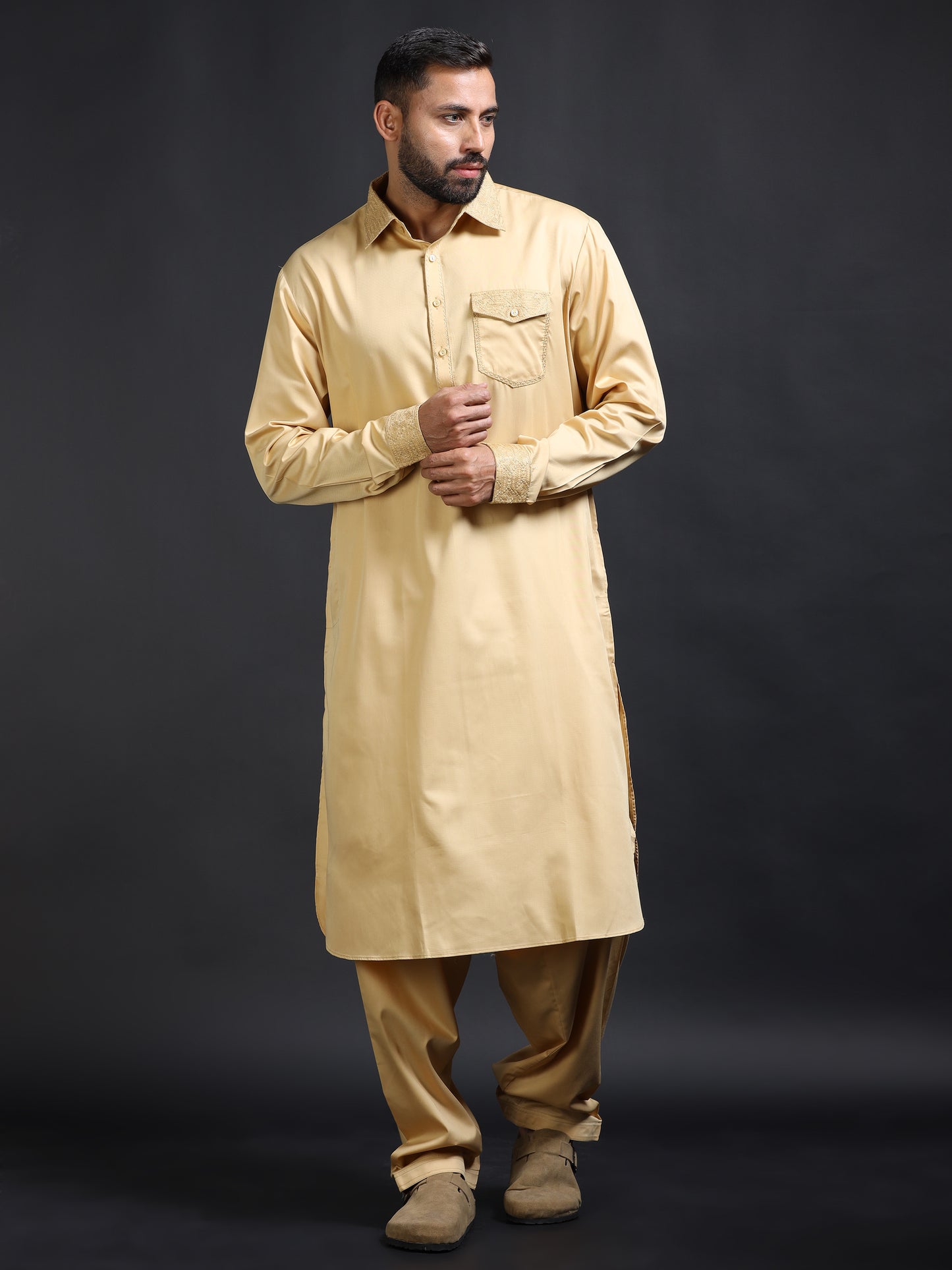 Men’s Camel Brown Pathani Set