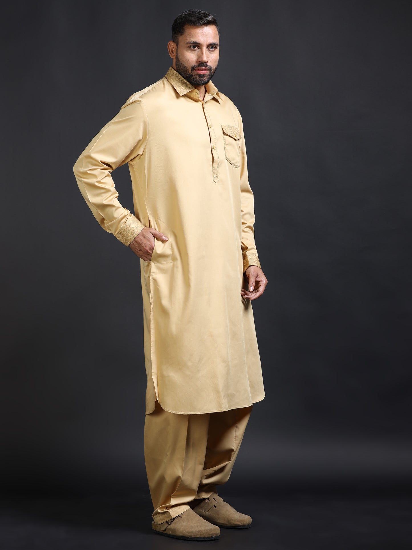 Men’s Camel Brown Pathani Set