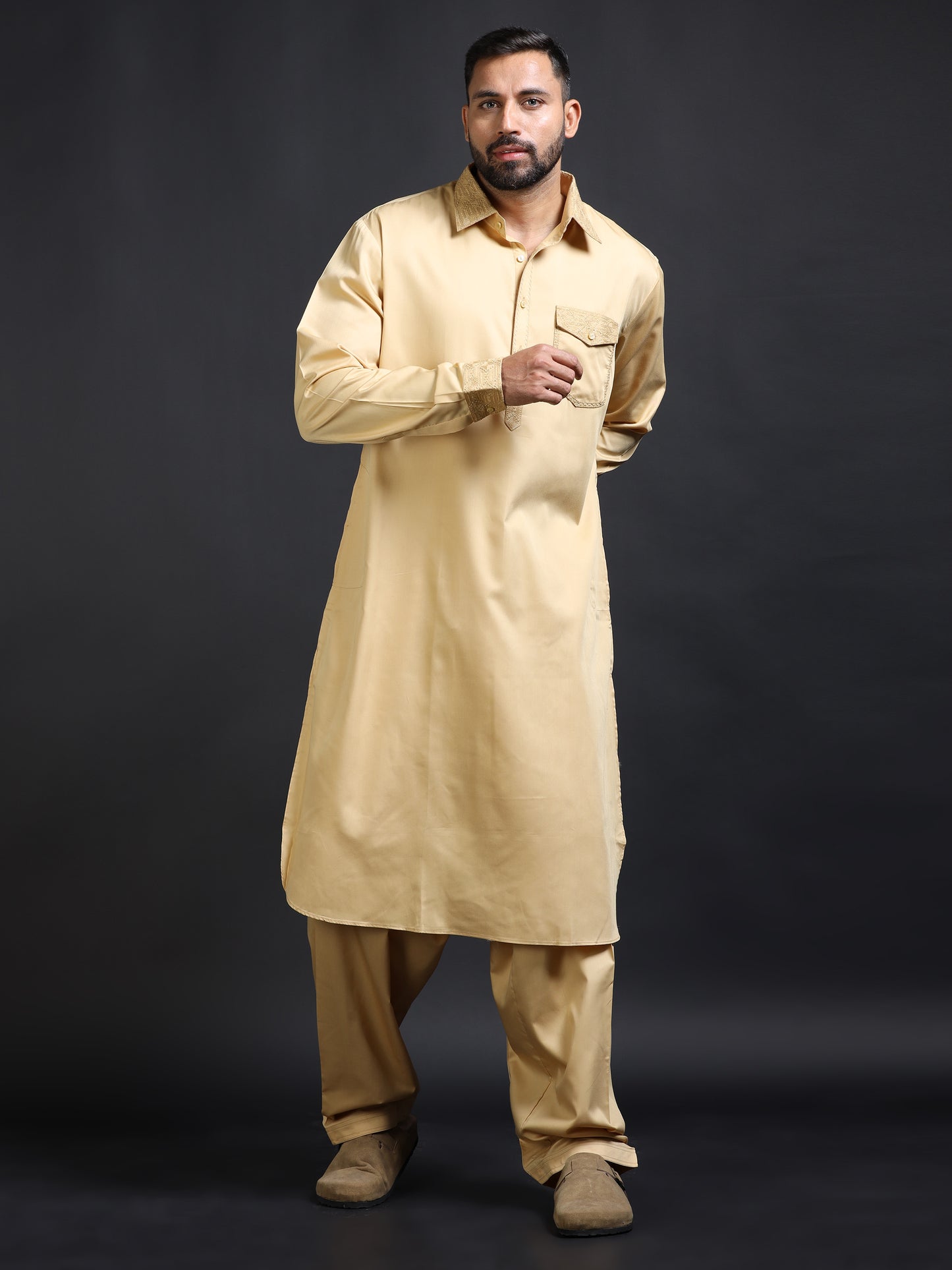 Men’s Camel Brown Pathani Set