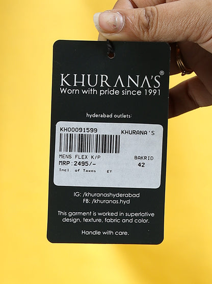 Men’s Yellow Kurta Pajama Set with Ivory Embroidered Neck