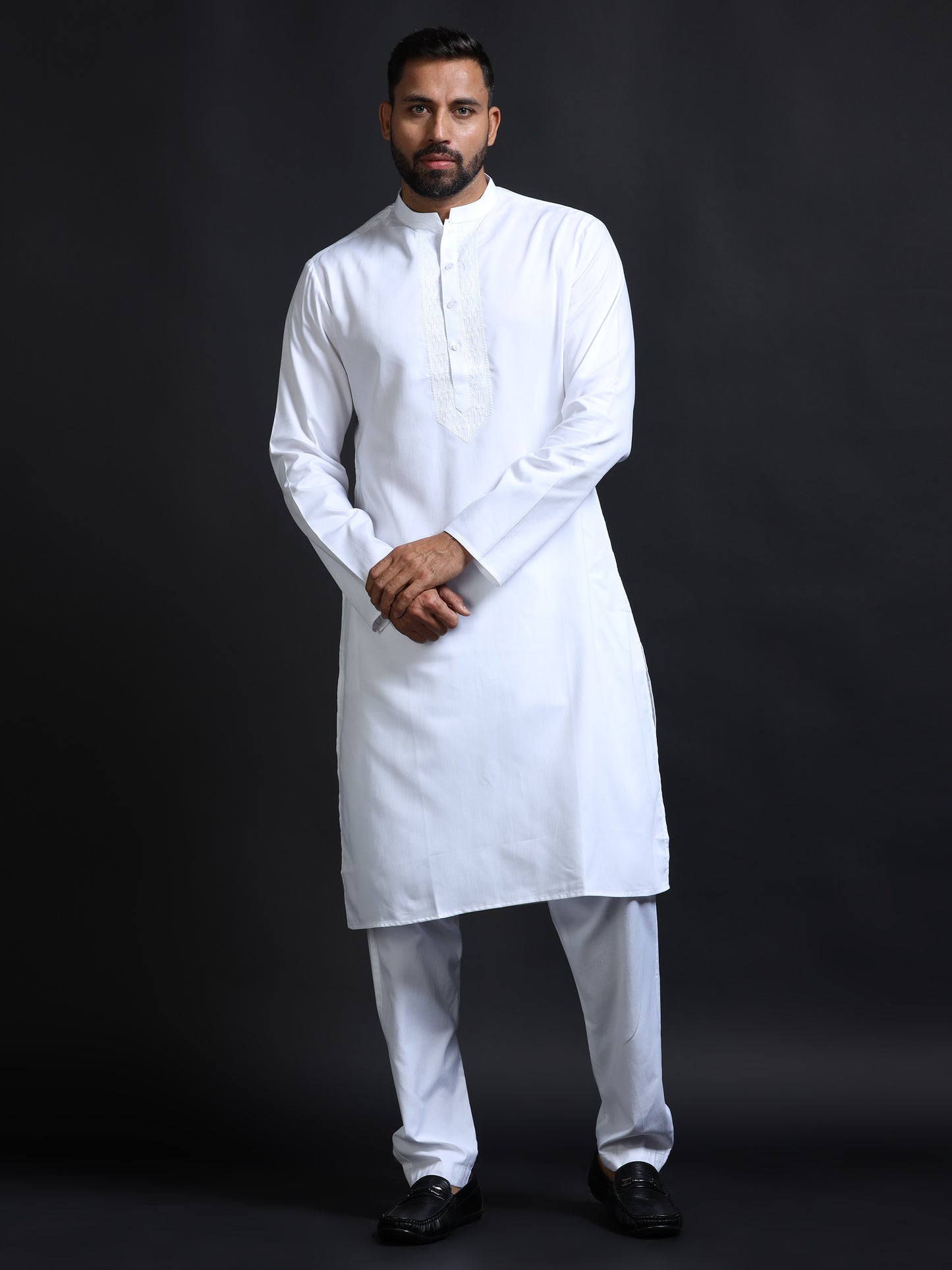Men's White Kurta Pyjama Set